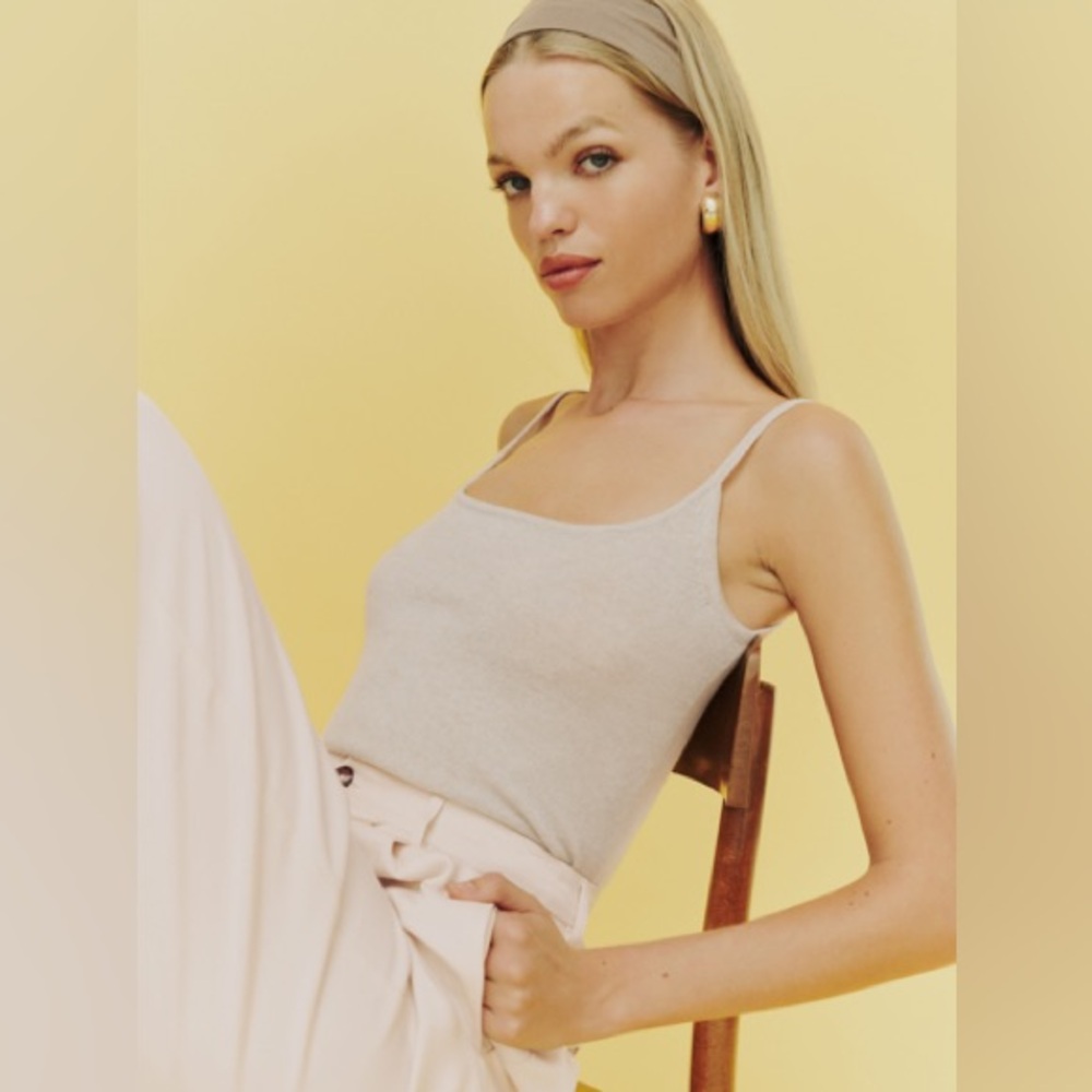 Reformation Cream Fitted Camisole Top